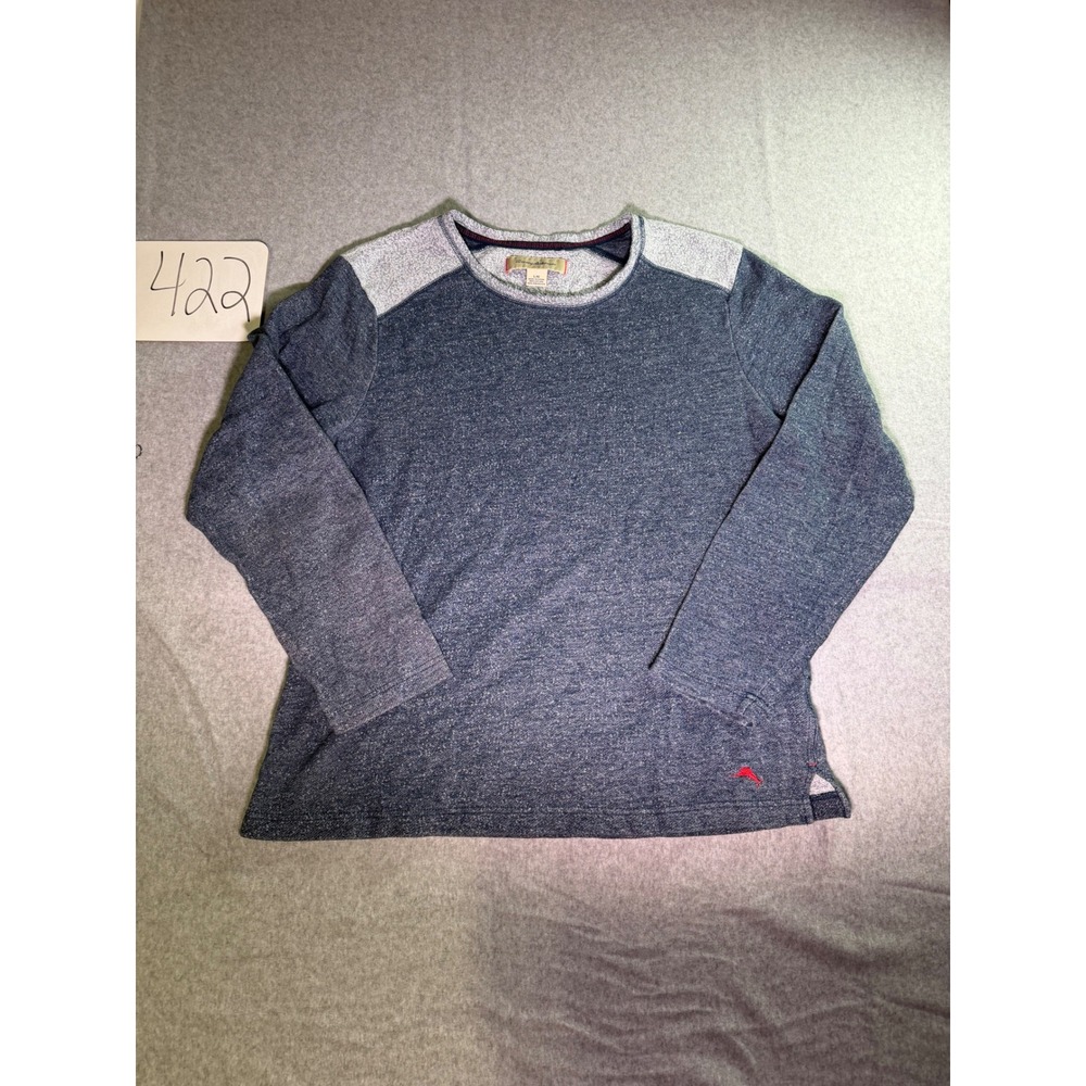 Tommy Bahama Womens Blue Marled Long Sleeve Sweatshirt Pullover Size Large